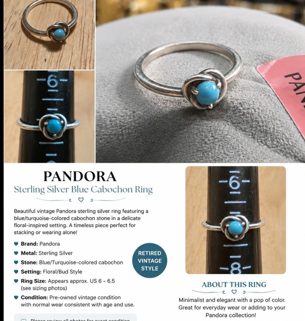 Vintage Pandora sterling silver ring